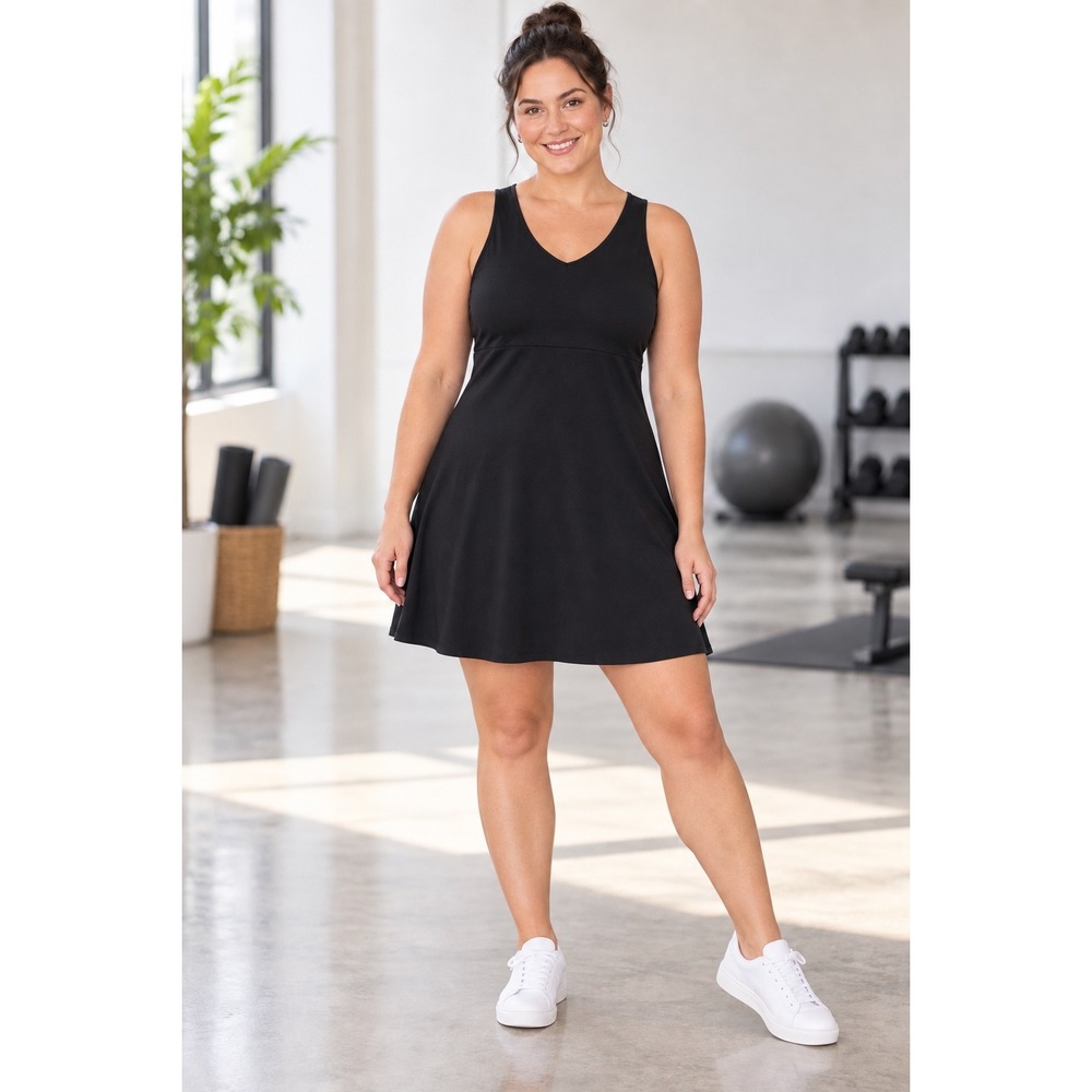 GapFit Womens XXL Black Active Exercise Dress with Shorts Gorpcore Minimalist